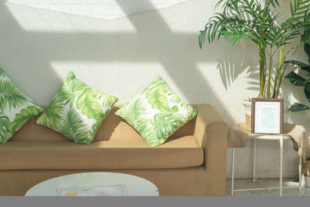 beautiful comfortable pillows decoration on sofa
