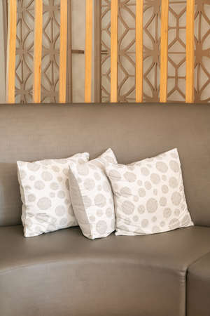 beautiful comfortable pillows decoration on sofa