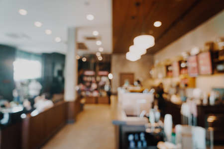 abstract blur coffee shop cafe for background - vintage effect filterの写真素材