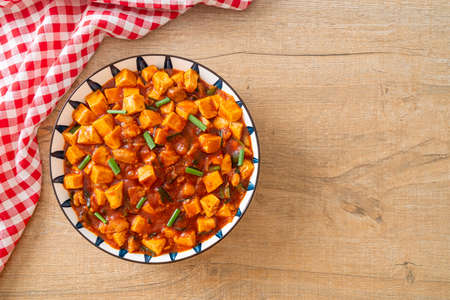 Mapo Tofu - The traditional Sichuan dish of silken tofu and ground beef, packed with mala flavor from chili oil and Sichuan peppercorns - Asian food styleの写真素材