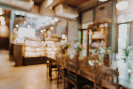 abstract blur coffee shop cafe and restaurant for background - vintage effect filterの写真素材