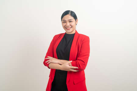 portrait Asian business woman with white background