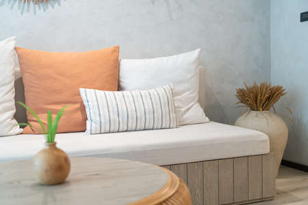 beautiful and comfortable pillow decoration on sofa