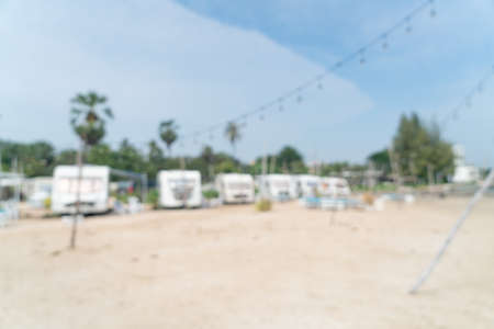 abstract blur camping car on the beach for background