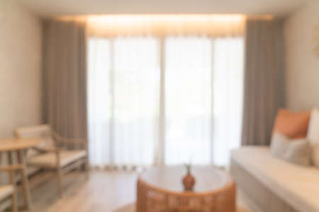 abstract blur living room with curtain and sunlight for backgroundの写真素材
