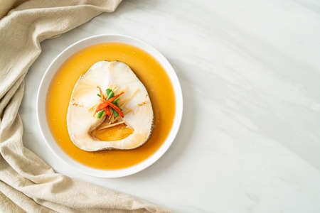 Steamed Cod Fish with Soy Sauce or Steamed Snow Fish or Chilean See Bass with Soy Sauce