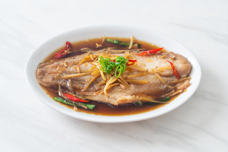 Steamed Fish with Soy Sauce - Asian food styleの写真素材