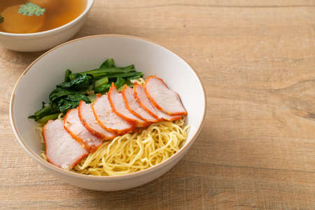 Barbecue Red Pork Noodles with Soup - Asian food styleの写真素材