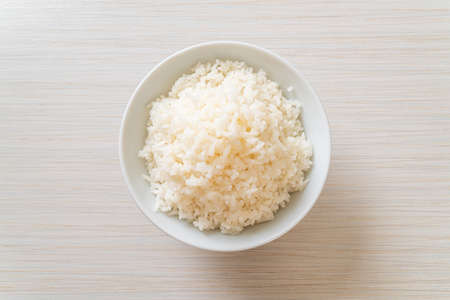 cooked Thai jasmine white rice bowlの写真素材