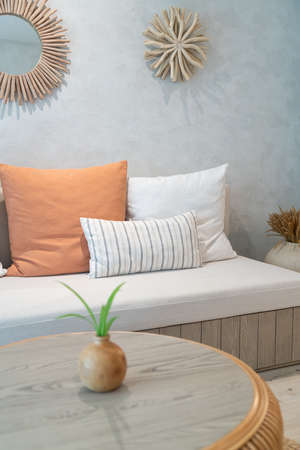 beautiful and comfortable pillow decoration on sofa
