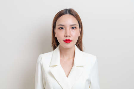 portrait beautiful Asian woman on white backgroundの写真素材