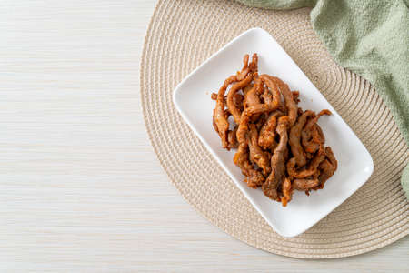 Sun-Dried Pork on white plate - Asian food styleの写真素材