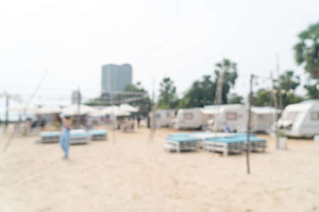 abstract blur camping car on the beach for backgroundの写真素材