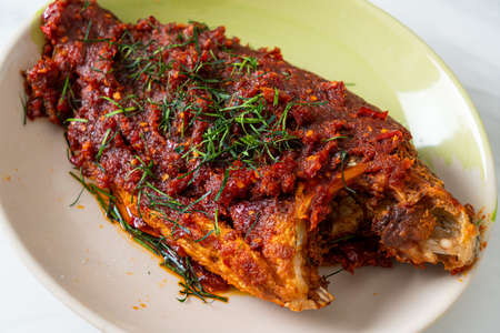 Deepâ€“fried fish and chili sauce in Thai style - Asian food style