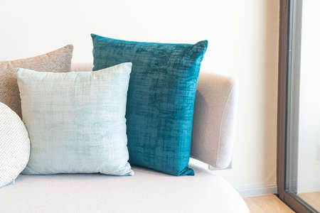 beautiful comfortable pillows decoration on sofa