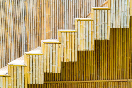 beautiful outdoor bamboo stair step decorated in gardenの写真素材