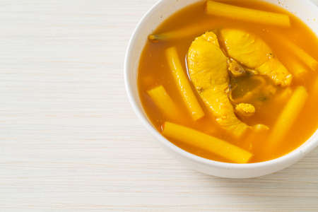 Sour soup with lotus stem and fish - Thai Southern traditional food style