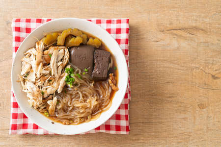 Stewed Chicken Noodle in Brown Soup Bowl - Asian food style