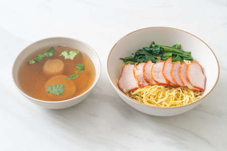Barbecue Red Pork Noodles with Soup - Asian food styleの写真素材