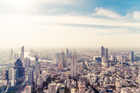Beautiful cityscape with architecture and building in Bangkok Thailand skylineのeditorial素材