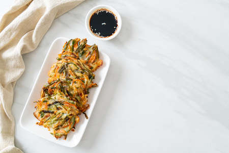 Pajeon or Korean pancake or Korean pizza - Korean traditional food styleの写真素材