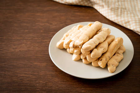 almonds meringue stick on plate - French snack dessert style