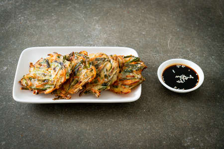 Pajeon or Korean pancake or Korean pizza - Korean traditional food style