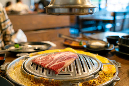 grilled pork and beef meat in Korean style or Korean BBQの写真素材