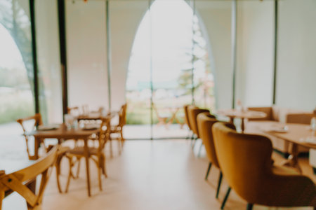 abstract blur coffee shop cafe and restaurant for backgroundの写真素材