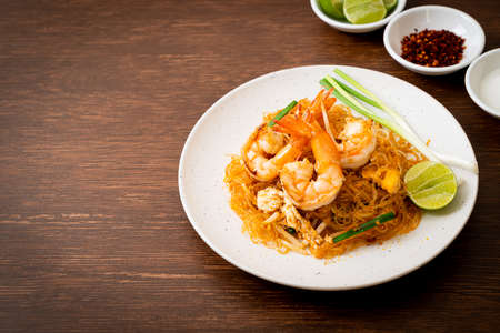 Vermicelli Pad Thai or Thai stir fried vermicelli with shrimps - Thai food styleの写真素材