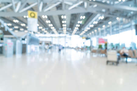 abstract blur and defocused airport terminal for backgroundの写真素材