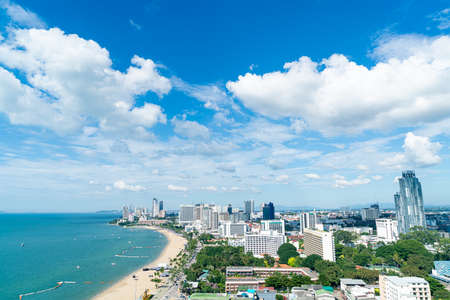 Pattaya Chonburi Thailand - 8 Nov 2021 : Beautiful landscape and cityscape skyline of Pattaya city is popular destination in Thailand.のeditorial素材
