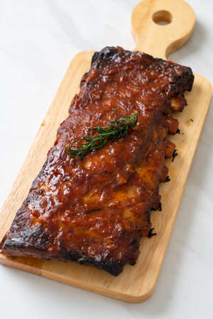 grilled and barbecue ribs pork with BBQ sauceの写真素材