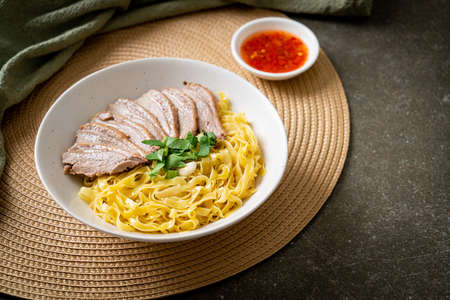 dried duck noodles in white bowl  - Asian food styleの写真素材