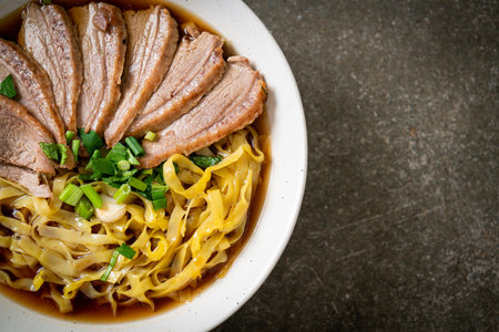 egg noodles with stewed duck in brown soup - Asian food styleの写真素材