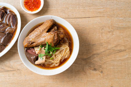 Braised duck noodles with brown soup - Asian food styleの写真素材