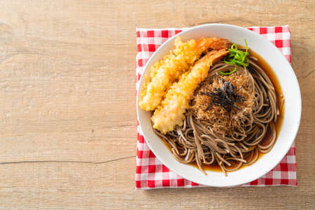Japanese ramen noodles with shrimps tempura - Asian food styleの写真素材