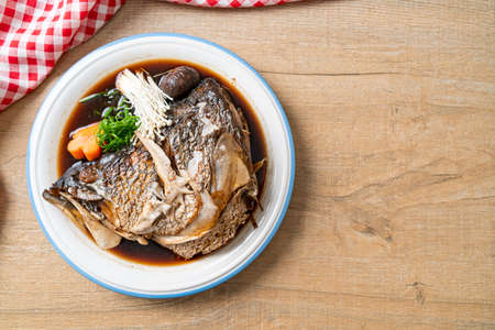 Boiled Fish Head with Soy Sauce - Japanese food styleの写真素材