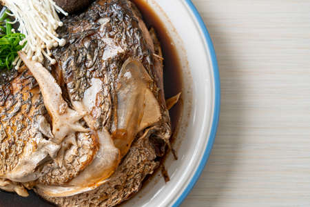 Boiled Fish Head with Soy Sauce - Japanese food styleの写真素材