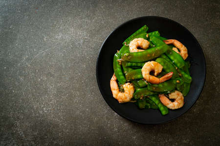 Stir-Fried Green Peas with Shrimp - Homemade food styleの写真素材