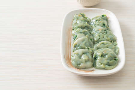 steamed chives dumplings with sauce - Asian food styleの写真素材