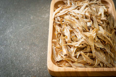 dried small crispy bake fishの写真素材