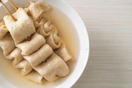 Odeng - Korean fish cake skewer in soup - Korean street food styleの写真素材