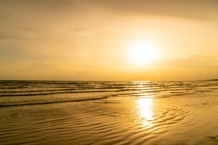 beautiful sea beach with sunset or sunrise timeの写真素材