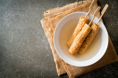Odeng - Korean fish cake skewer in soup - Korean street food style