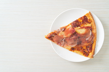 Pizza with prosciutto or parma ham pizza - Italian food styleの写真素材