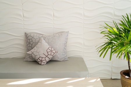 comfortable pillows on sofa in relaxing area