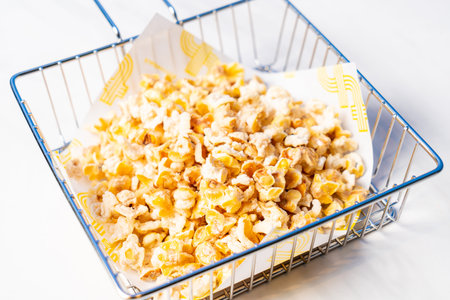 homemade Thai northern popcorn in basket - thai popcorn styleの写真素材