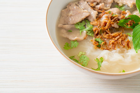 Pho Bo Vietnamese soup with pork and rice noodles - Vietnamese food styleの写真素材
