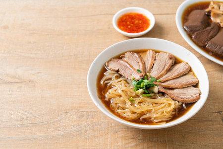 duck noodles with stewed duck soup - Asian food style